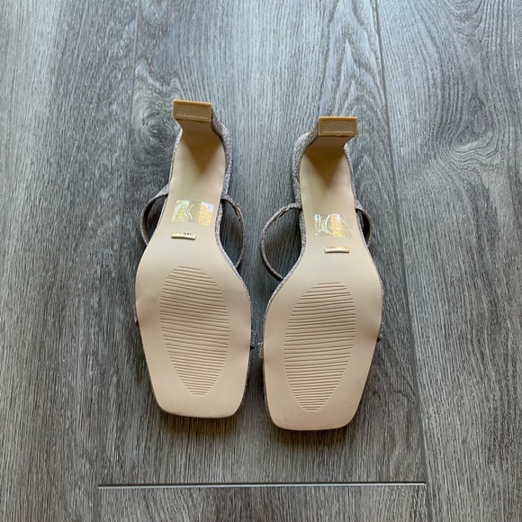 BILLINI OLETTA CHAMPAGNE GLITTER SLIP ON GLAM MULE SQUARE TOE BLOCK HEELS SIZE 7 - Picture 5 of 10